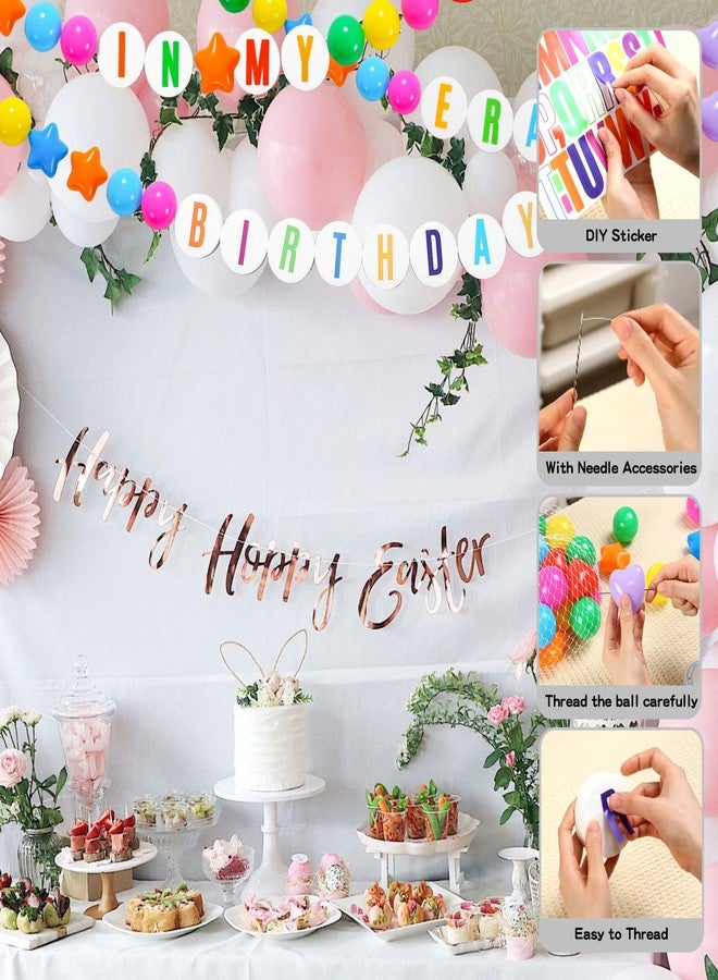 TRENDPLAY Giant Friendship Bracelet Garland with 50 Plastic Balls,24 PCS Foam Circles for Crafts Kit, Create Vibrant Birthday/Christmas Party Hangings with Star Shaped & Round Balls (Rainbow) - Image 4